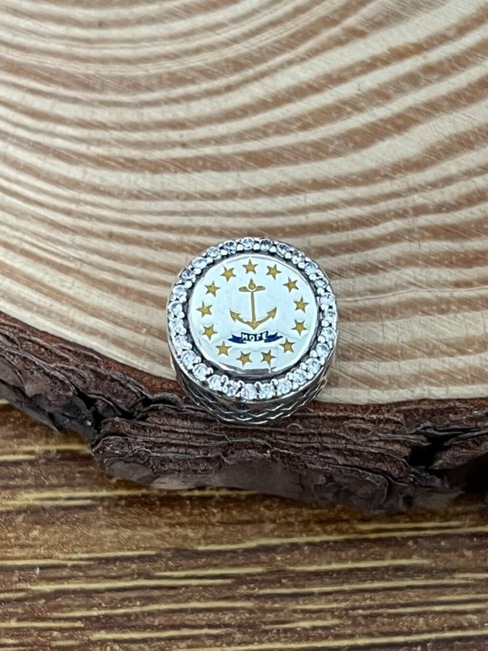 Pandora Rhode Island Flag Bead Charm S925 Silver Charm